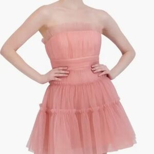 Elegant Pink Strapless Dress